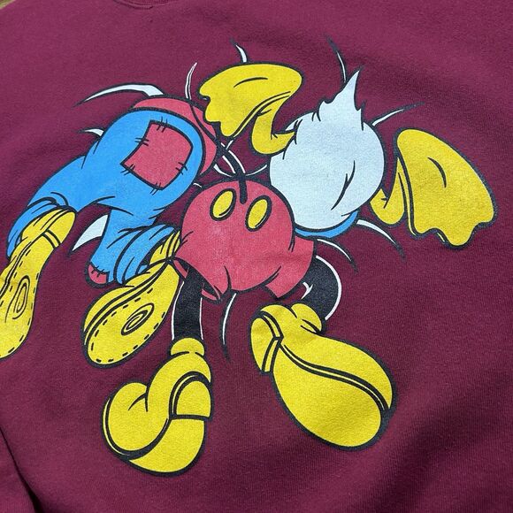 Vtg Disney Mickey Mouse & Friends Breakthrough Crewneck Large Back Hit Red 90s - Picture 5 of 10